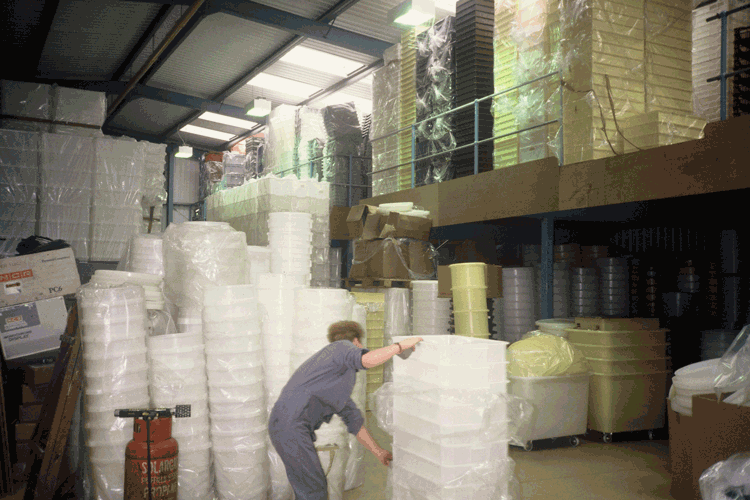 Warehouse with moulded products